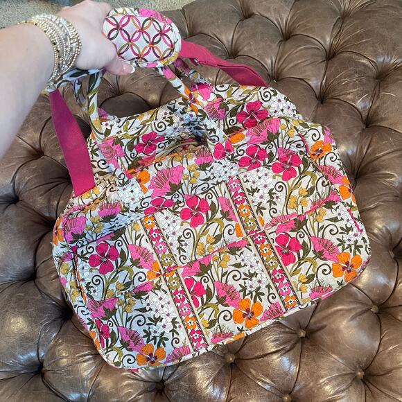 vera bradley tote bag pink with strap - Picture 2 of 9